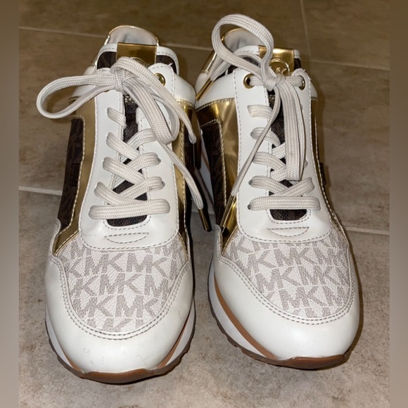 Michael Kors Women's White and Brown Sneakers - Picture 3 of 5